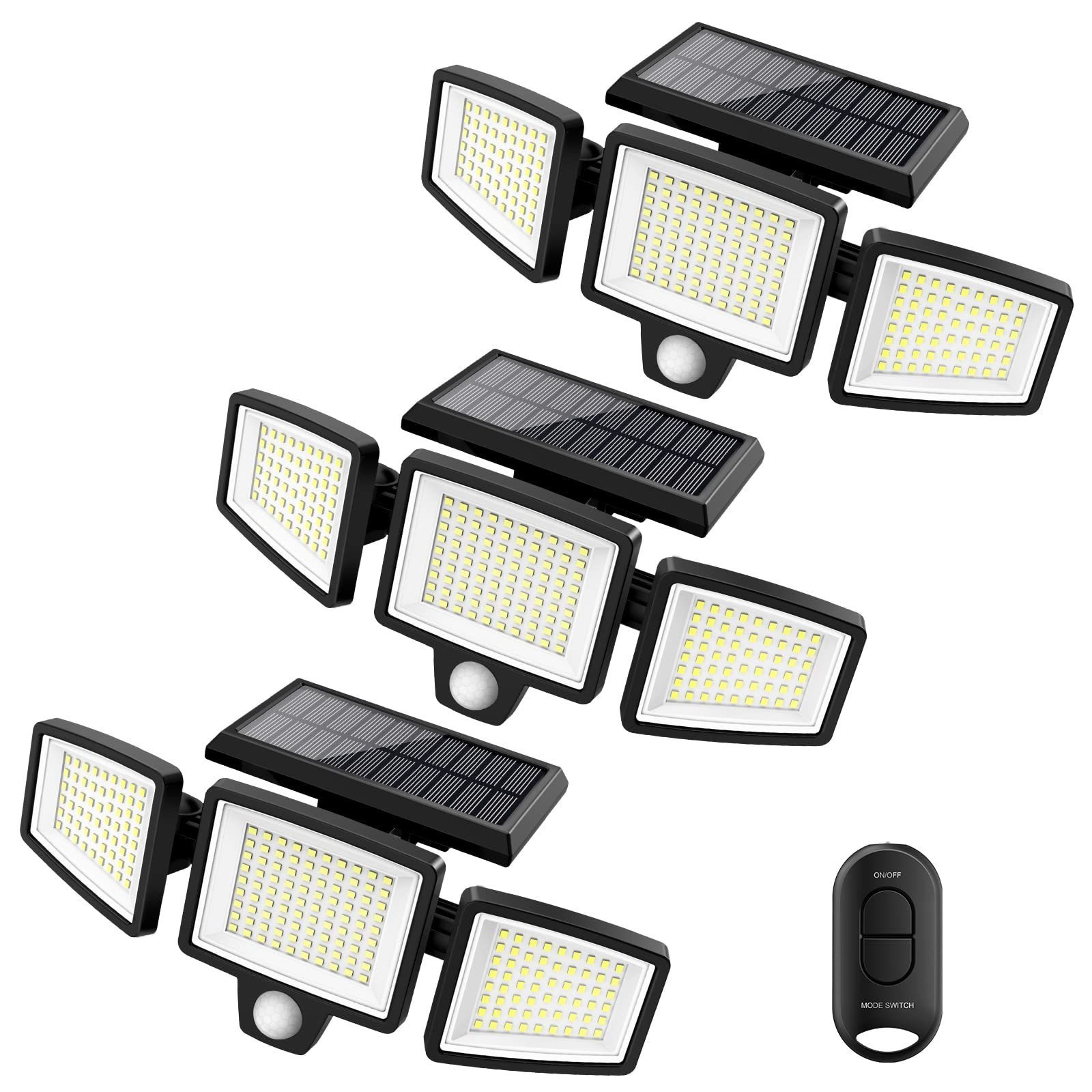 Solar Lights Outdoor 210 LED 2500LM Motion Sensor Lights with Remote Control 270  Wide Angle Illumination Wall Light