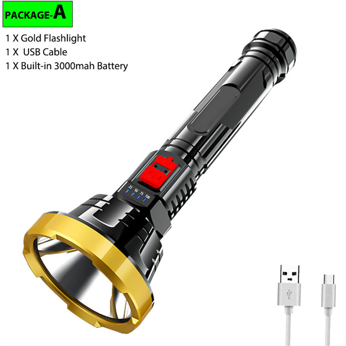 Powerful LED Flashlight Tactical Flash light Long Range 1000m Torch Waterproof USB Rechargeable Camping Hand Light