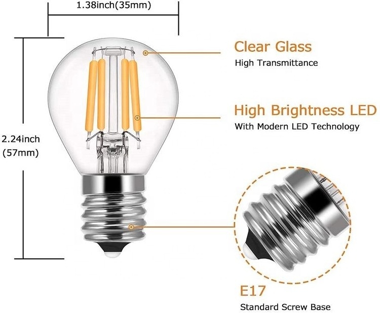 B22 E26 E27 12v 24v 36v Edison g45 Retro Light 2w 4w 6w led filament bulb