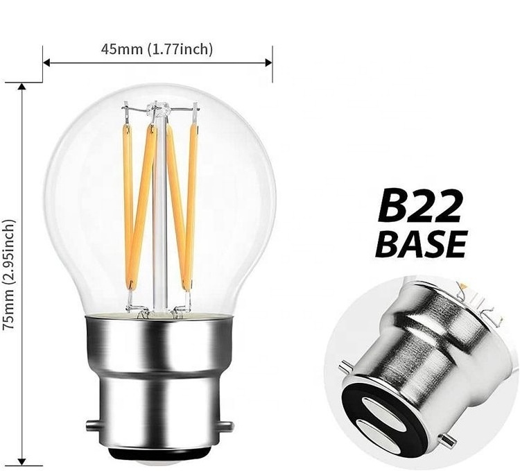 B22 E26 E27 12v 24v 36v Edison g45 Retro Light 2w 4w 6w led filament bulb