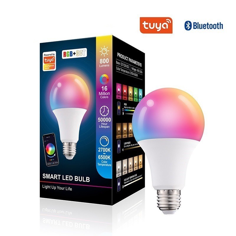 Tuya Wifi/Bluetooth Smart Bulb Alexa Led Lamp E27 RGB Smart Light Bulbs 110V 220V Smart Lamps