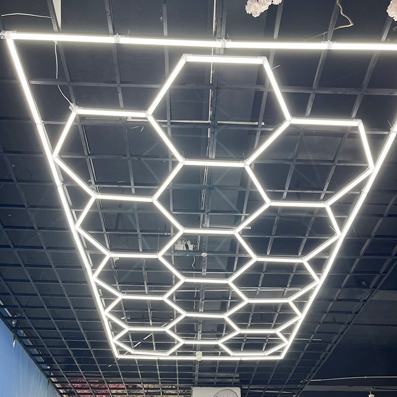 Honeycomb Auto Car Detailing Work Light Bar Car Wash Station 110V 220V Garage Ceiling Hexagonal Led Lights