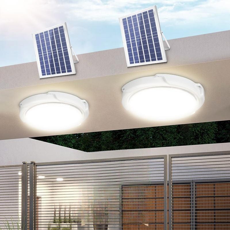 LED Solar Ceiling Light Outdoor Indoor Solar Lamp Dimmable Panel Lamp Home Decor Light Fixture For Corridor Garden Living Room