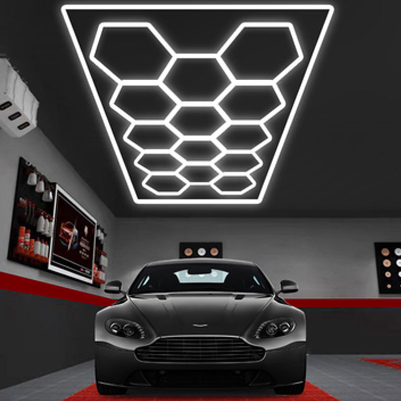 Retail Barber Shop Ceiling Lighting 110V 220V Honeycomb Car Wash Detailing Hexagon LED Work Light For Garage