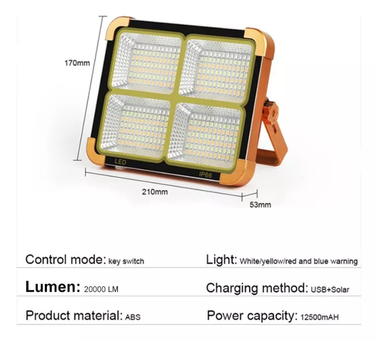 Hot Sales Portable Solar Led Lamp Flood Light Rechargeable Lantern Emergency Night Light Outdoor Camping Lights