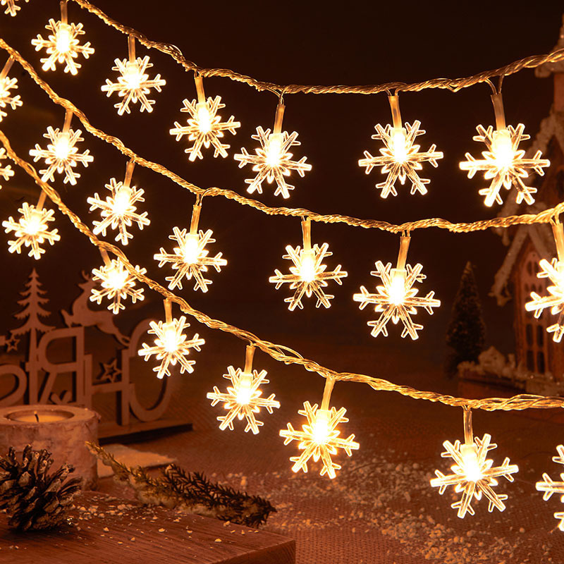 New Year's Indoor and Outdoor Decoration LED Snowflake String Lights Wave Lighting Holiday Party Christmas Decorations