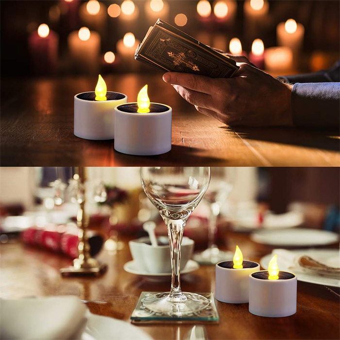 Flameless LED Candles Tea Lights Outdoor Garden Solar Candles Light Romantic Wedding Party Decor