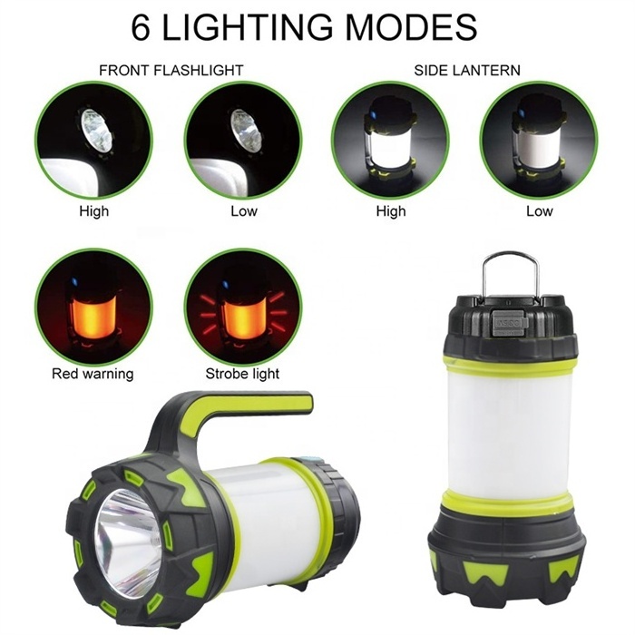 Rechargeable Portable LED Camping Lights Handheld Searchlight Lamp Hunting Spotlight for Emergency, Outdoor