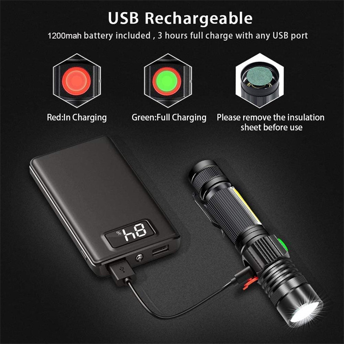 Hot sale Portable Pen Clip Style Flashlight USB Charging /with battery Multi-function Bright LED Light with Magnetic Base