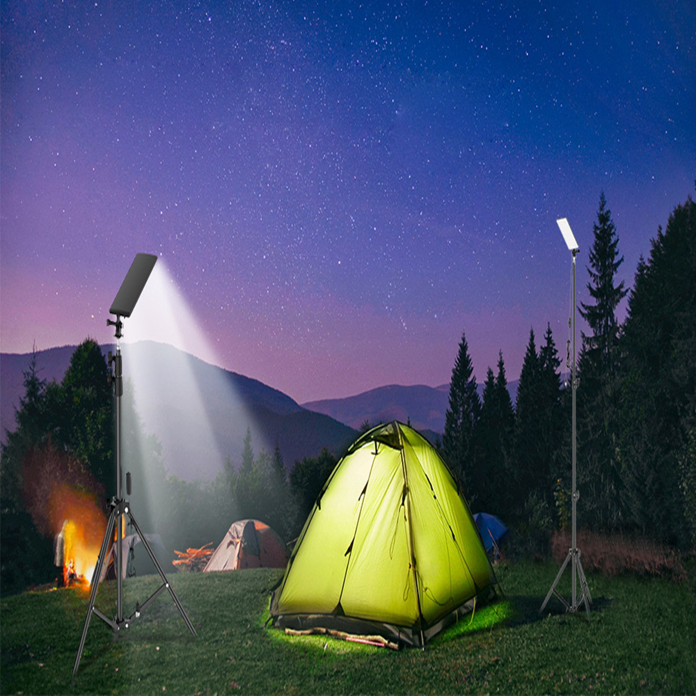 Multifunctional portable LED camping light adjustable tripod pole outdoor work barbecue USB light powerful light