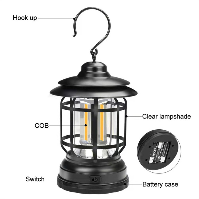 Outdoor COB Camping Lantern Retro Campsite Light Portable LED Emergency Lamp for Garden Yard Camping Lights