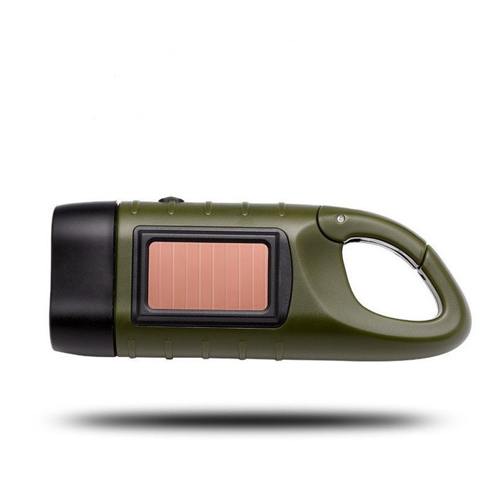 Led Flash Rechargeable Waterproof Emergency Multipurpose Hand Crank Dynamo Solar Powered Flashlight