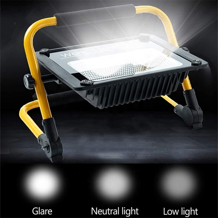 50W Remote Control Solar Energy Flood Lights Outdoor Camping LED Floodlights Rechargeable 360 Degree Rotatable Work Light