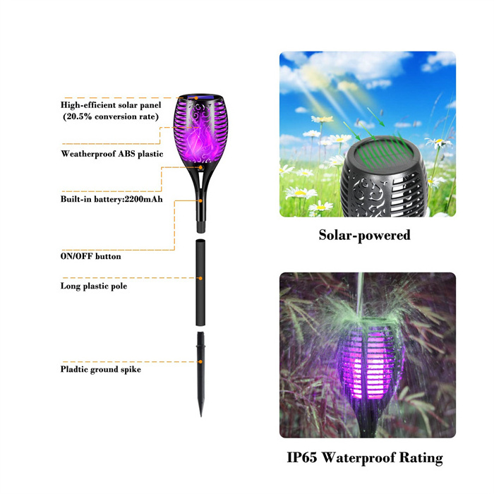 12LED MINI Torch Lights Realistic Dancing Flames ABS IP65 Waterproof Outdoor Lawn Led Solar Garden Light