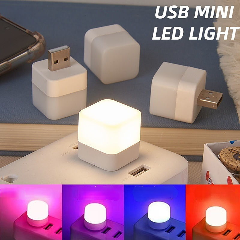 New USB Plug Lamp Mobile Power Charging USB Small Book Lamps LED Eye Protection Reading Light Small Square Light Night Light