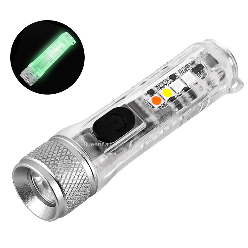 Transparent Mini Flashlight USB Charging Portable Led Lights Super Bright Flashlight For Key Chain