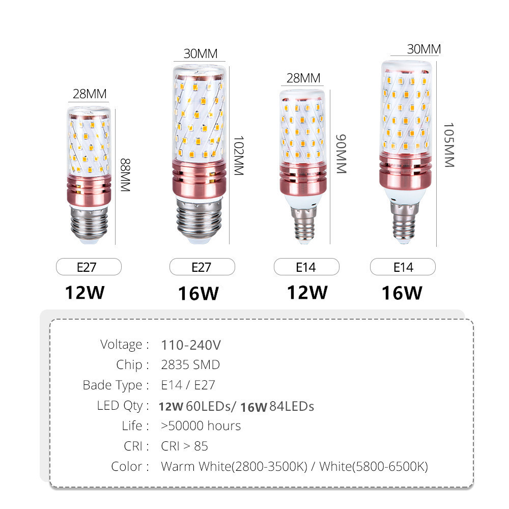 Led Corn Bulb Light E14 Chandelier Candle Light E27 Lamp 110V 220V Warm White Cool White