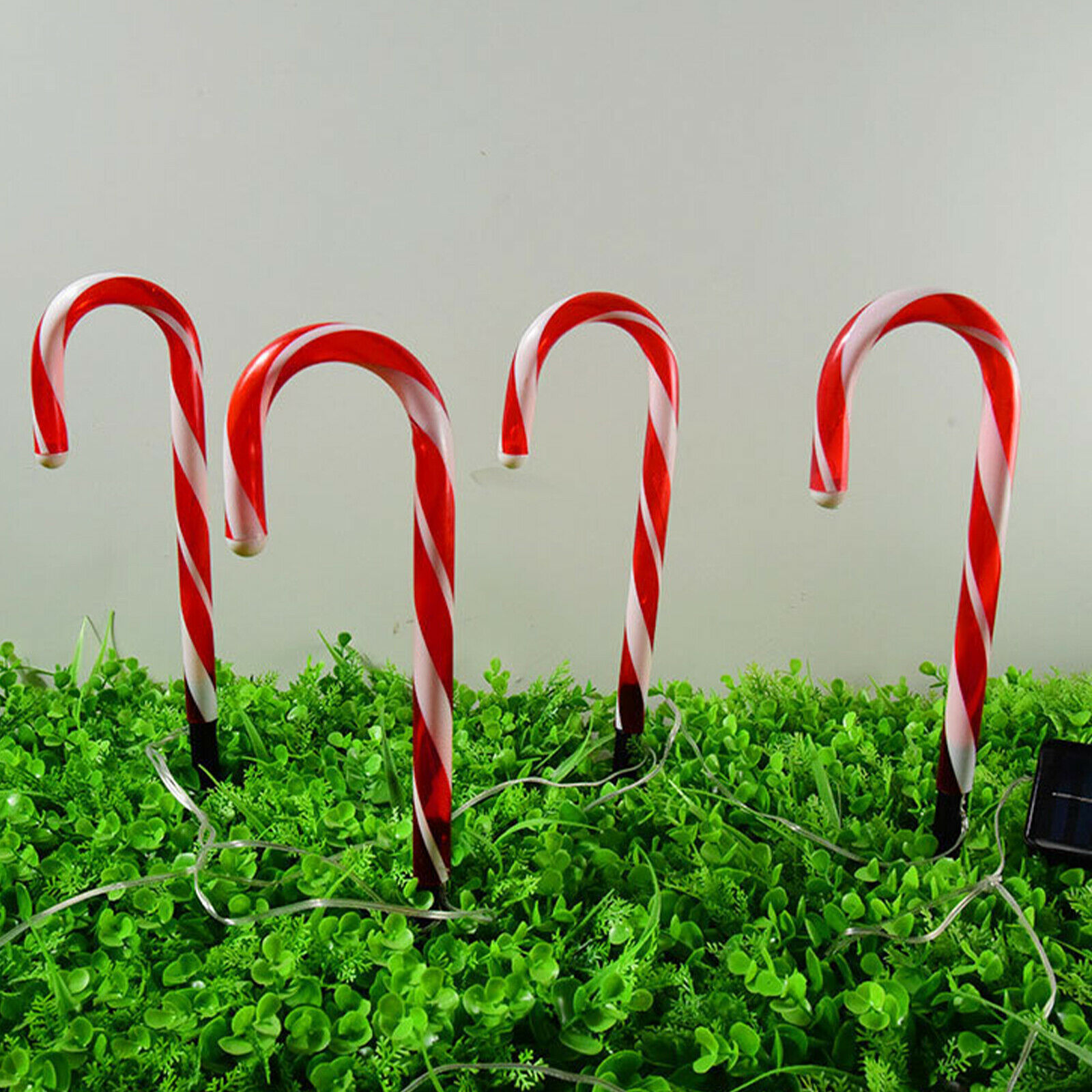 Christmas Gift Outdoor Solar LED light Plastic Candy Cane LED Garden Pathway Stake