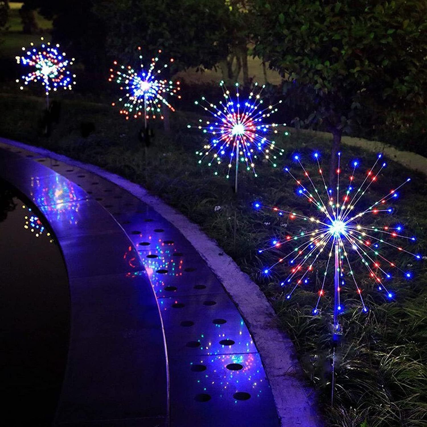 Outdoor Led Solar Garden Lights Waterproof Fireworks Decoration Lawn Lamp For Christmas Garden Lighting