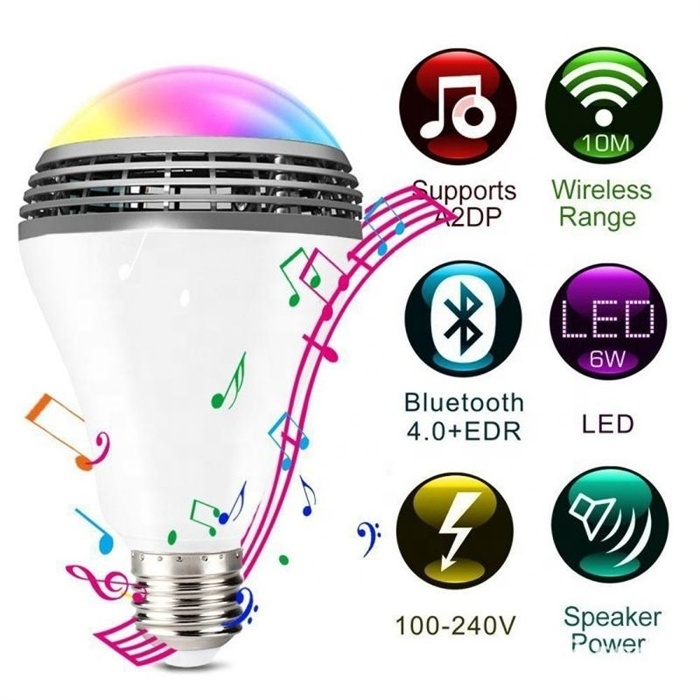 9W Color Changing Small Smart LED Bulbs E26/E27 APP Control RGB LED Bulb Lights Wireless Speaker Timer Setting Music Lights