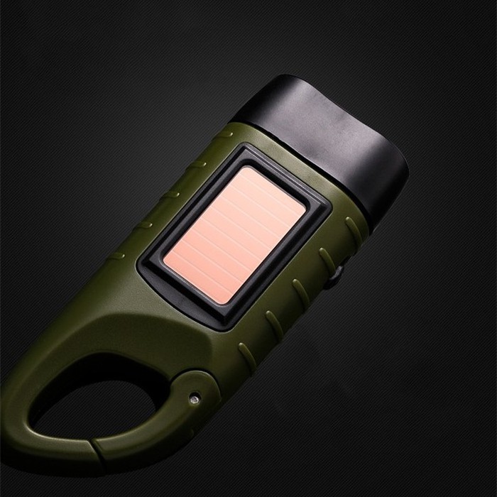 Led Flash Rechargeable Waterproof Emergency Multipurpose Hand Crank Dynamo Solar Powered Flashlight