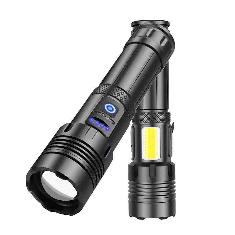 Red And White XHP70+COB Strong Light Flashlight P70 Zoom Flashlight USB Rechargeable Flashlight Linterna Zoom