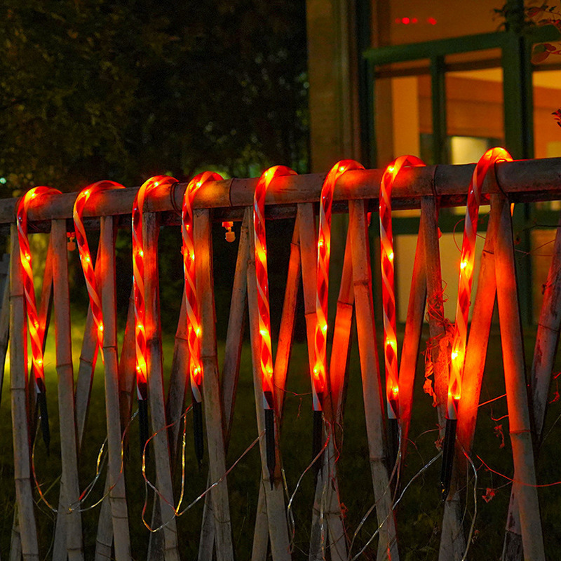 Christmas Gift Outdoor Solar LED light Plastic Candy Cane LED Garden Pathway Stake