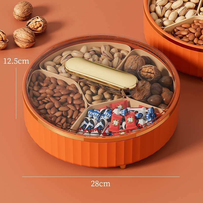 Party supplies Storage Tray Rotating Snack Nuts Candy Dish box Plate Fruit Plastic wedding compote with lid