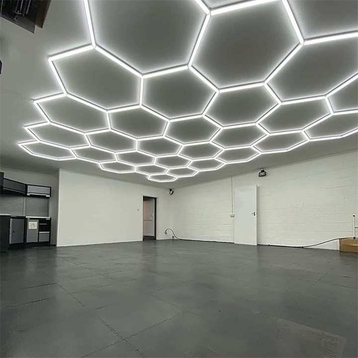 RTS Factory Hexagonal LED Light for Car Care Car Wash Room LED Garage Bay Ceiling Light Tool Working LED Light