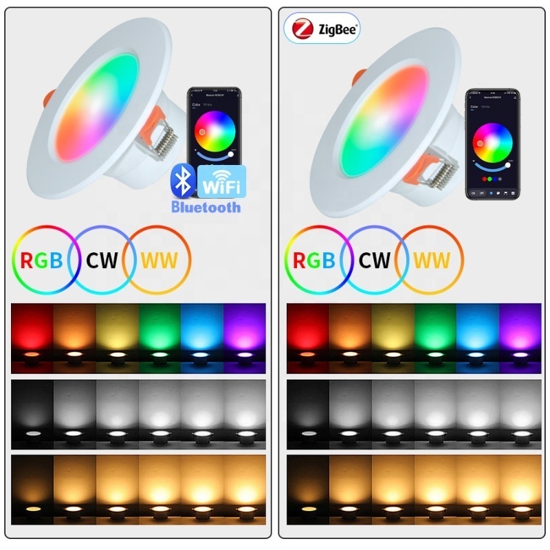 Graffiti Zigbee Intelligent Downlight Alexa Voice Control WIFI Downlight Full Color Dimming RGBCW Five way Color Light