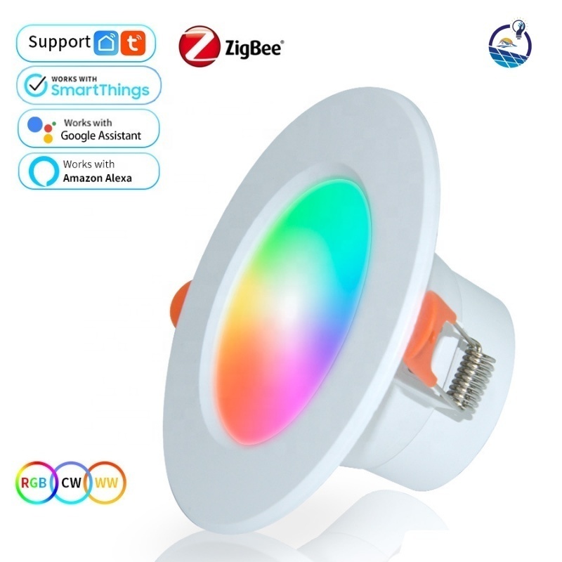 Graffiti Zigbee Intelligent Downlight Alexa Voice Control WIFI Downlight Full Color Dimming RGBCW Five way Color Light