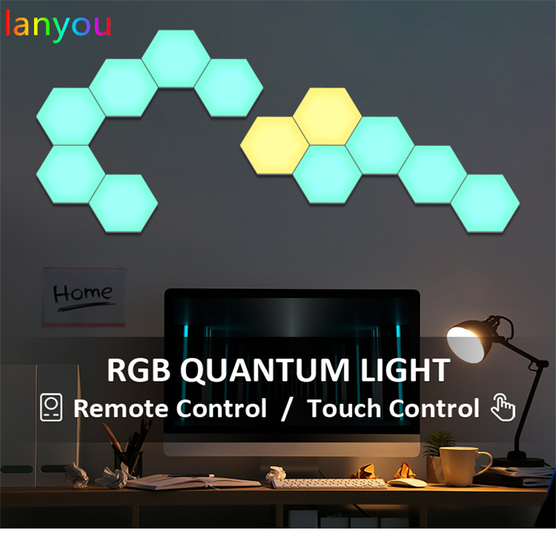 LYA Honeycomb Wall Lamp  DIY Hexagon  Quantum Modular Touch Sensitive Creative  RGB LED Hexagonal Light For Living Room