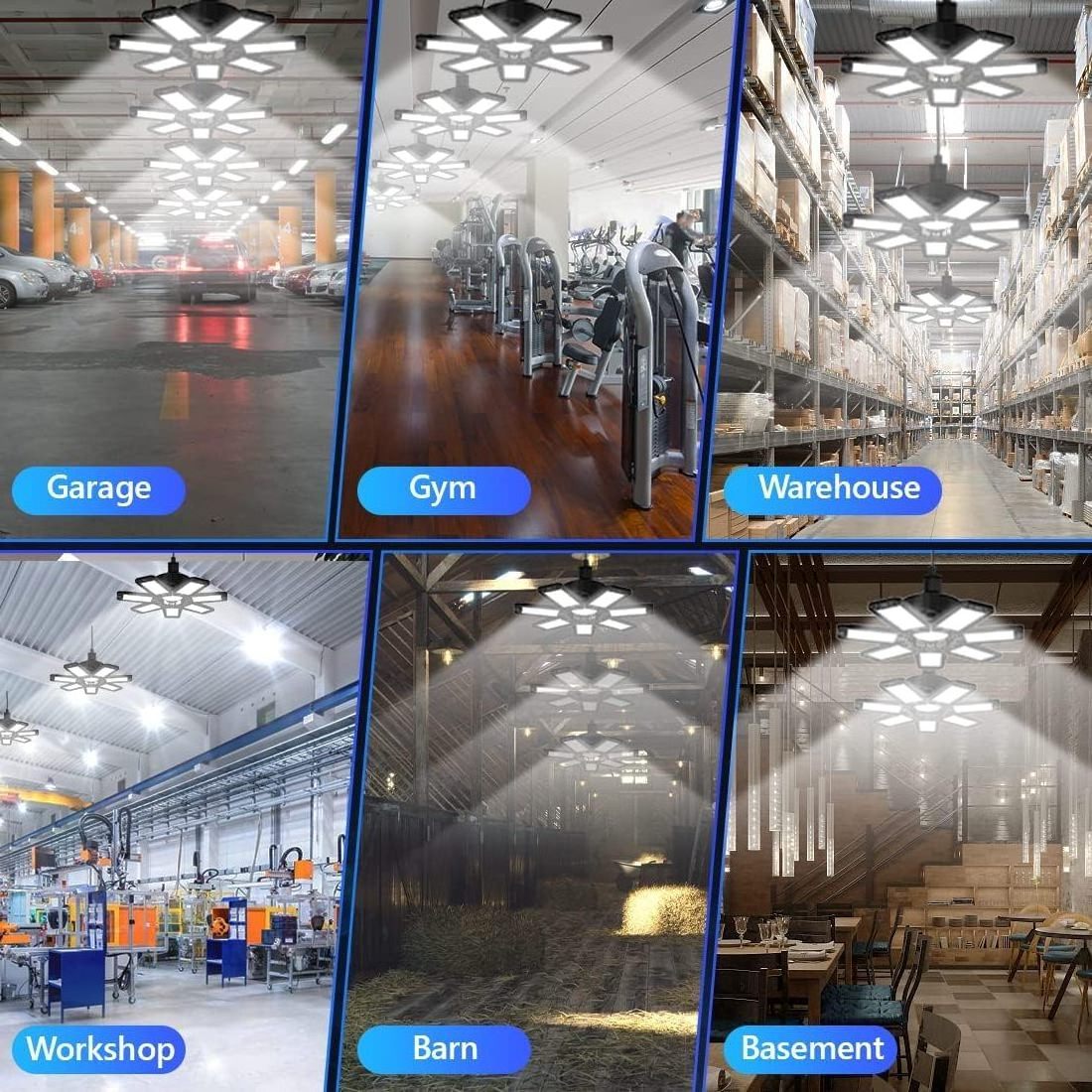 5 Panel Garage Light 1200LM Ceiling Light For Garage/Attic/ Basement/Home LED Mining Lamp