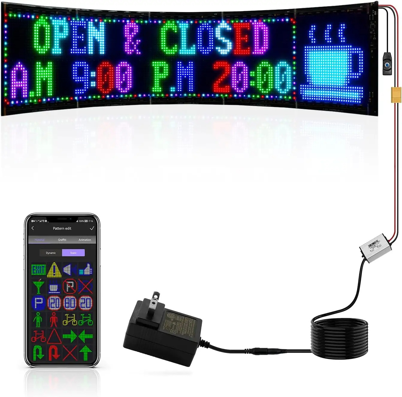 High quality bluetooth display screen scrolling advertising screen flexible led matrix panel for shopping mall Mini led screen