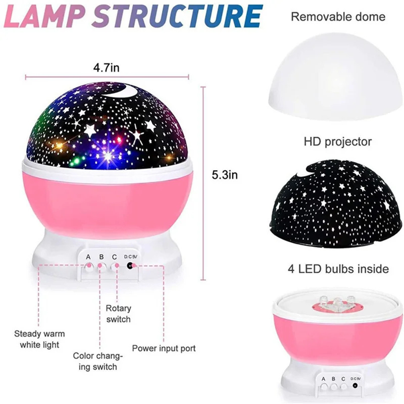 3d Popular Kid Room Decor Rgb Ocean Night Dream Moon Star Lamp Master Starry Sky Projector Led Lamparas Light