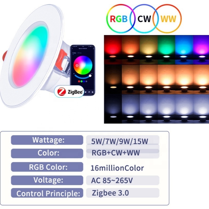 OEM WiFi RGBCW Tuya Led Downlight Trimless Dimmable RGB Recessed Ceiling Light Pot Light Smart Downlight