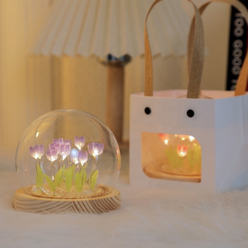 OEM Tulip Night Light Cute Bedroom Room Decor Floral Lamp Valentines Day Gift Lampara Tulipanes Girlfriend DIY Material Handmade