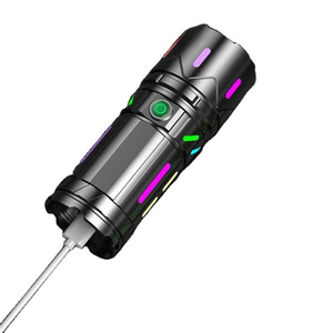 2024 High Power IPX5 Touch Light Led Flashlight Torch Zoomable Type-c Rechargeable Flashlight