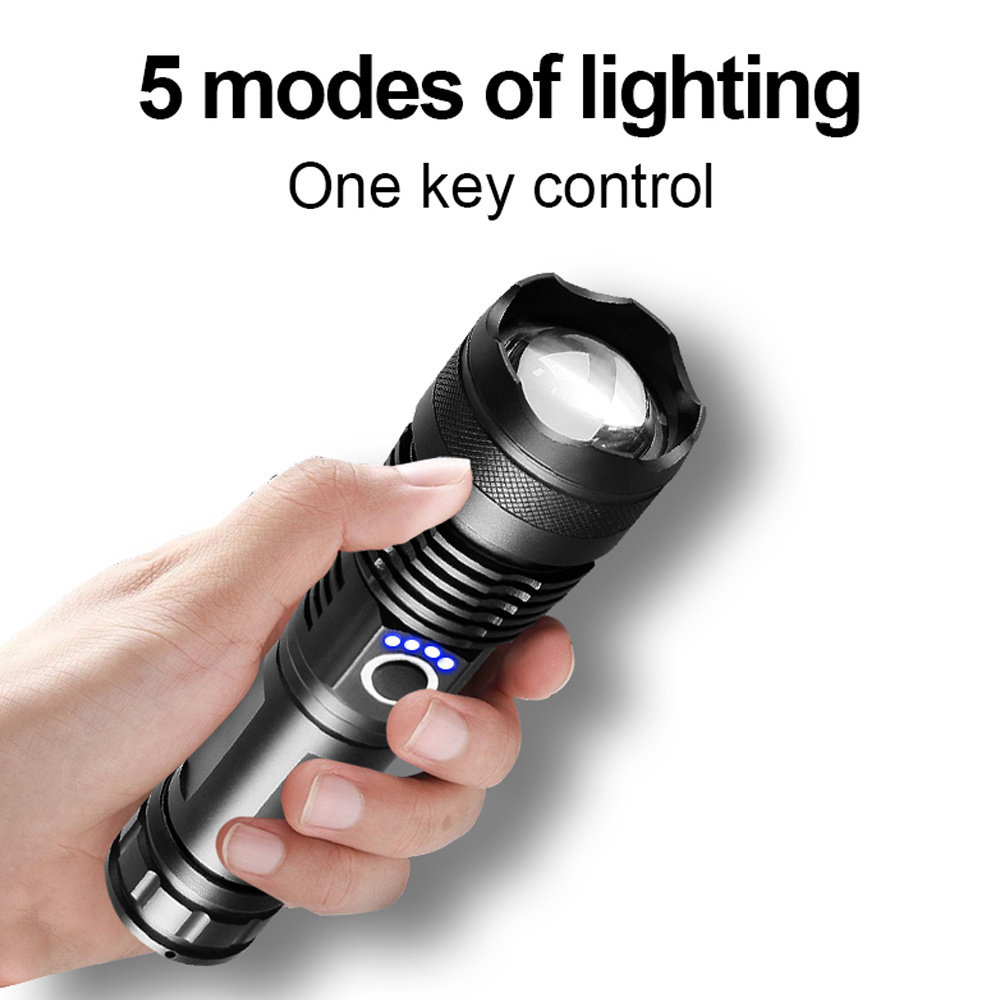 Drop Shipping Led Torch Tactical Telescoping Rechargeable Super Bright Linterna Taschenlampe Flashlight 100000 Lumens Waterproof