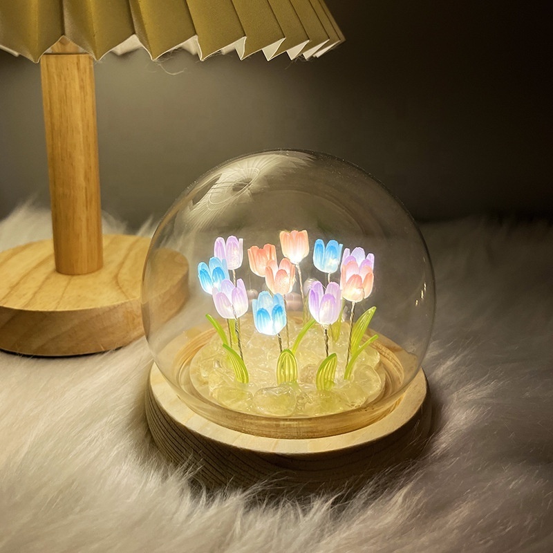 OEM Tulip Night Light Cute Bedroom Room Decor Floral Lamp Valentines Day Gift Lampara Tulipanes Girlfriend DIY Material Handmade