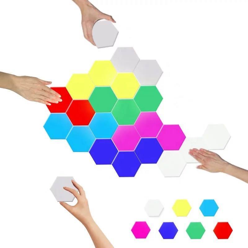 LYA RGB Touch Sensitive Night Lamp Modular Quantum Honeycomb Light Hexagon Touch Lights Wall Panels Smart Remote Control