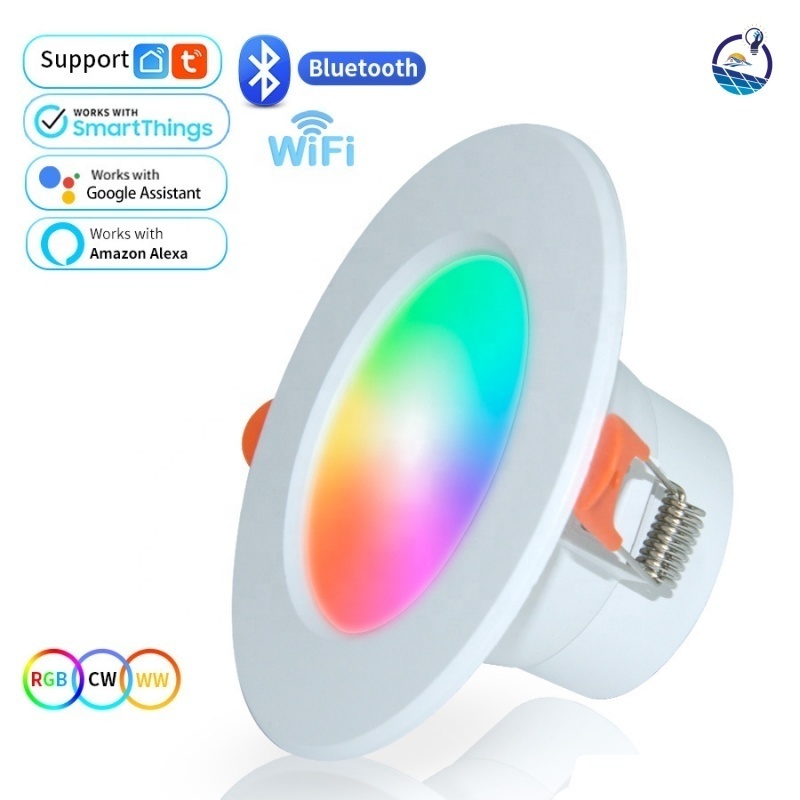 OEM WiFi RGBCW Tuya Led Downlight Trimless Dimmable RGB Recessed Ceiling Light Pot Light Smart Downlight