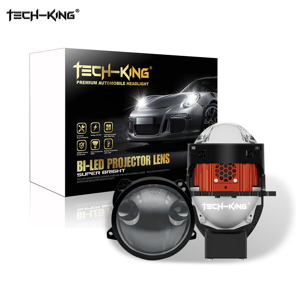 TECH-KING M50 Universal car laser bi led 190W hi low beam H4 H7 9005 9006 Super Bright 3.0inch Osram chips bi led projector lens