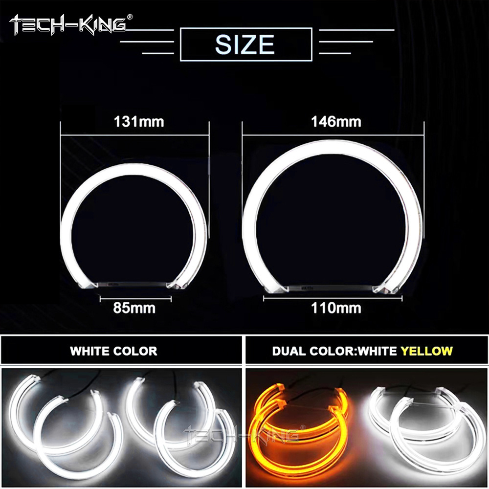 TECH-KING RGB crystal angel eyes for BMW E36/E38/E39/ E46 projector halo ring White Yellow RGBW Angel eye circle angel eyes ring