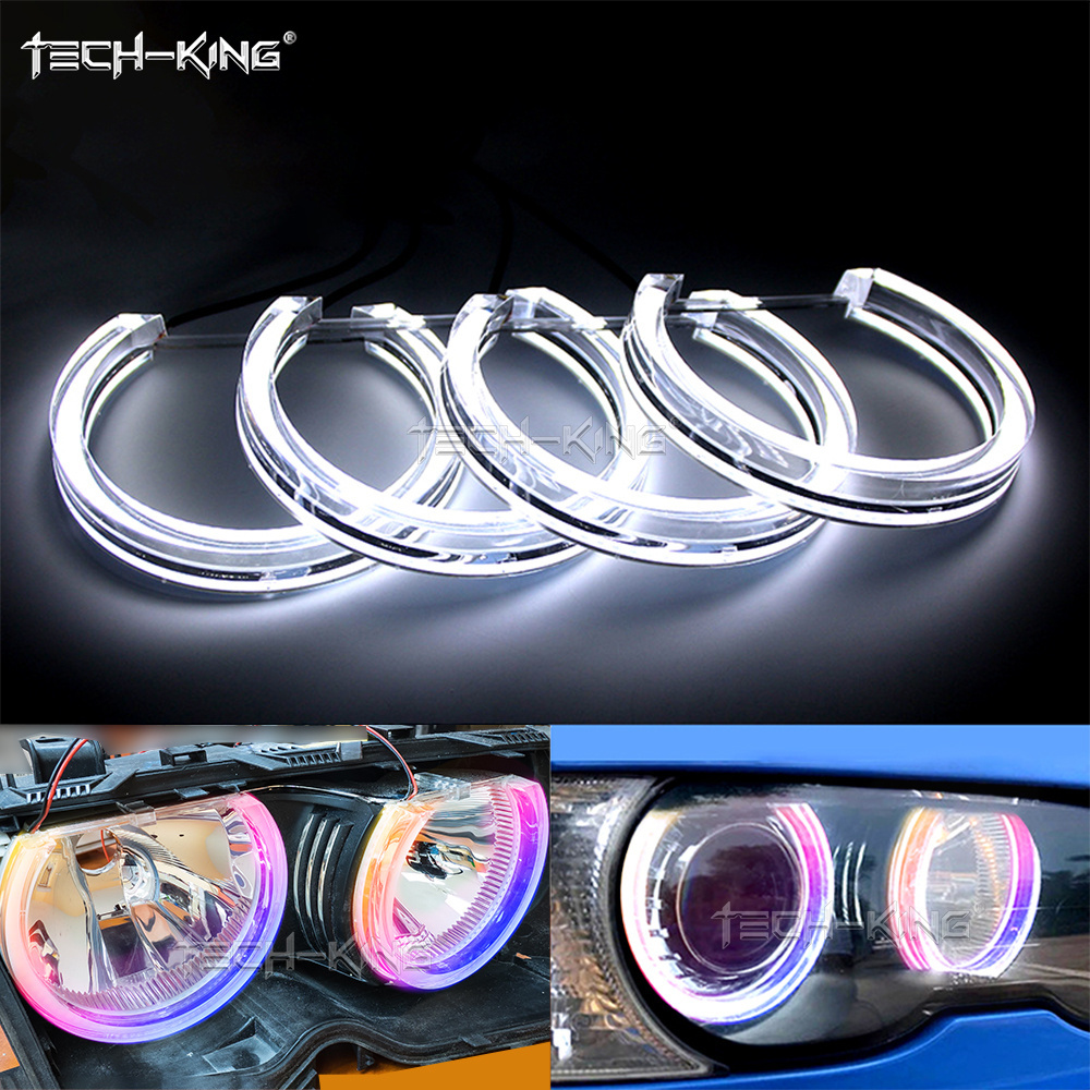 TECH-KING RGB crystal angel eyes for BMW E36/E38/E39/ E46 projector halo ring White Yellow RGBW Angel eye circle angel eyes ring