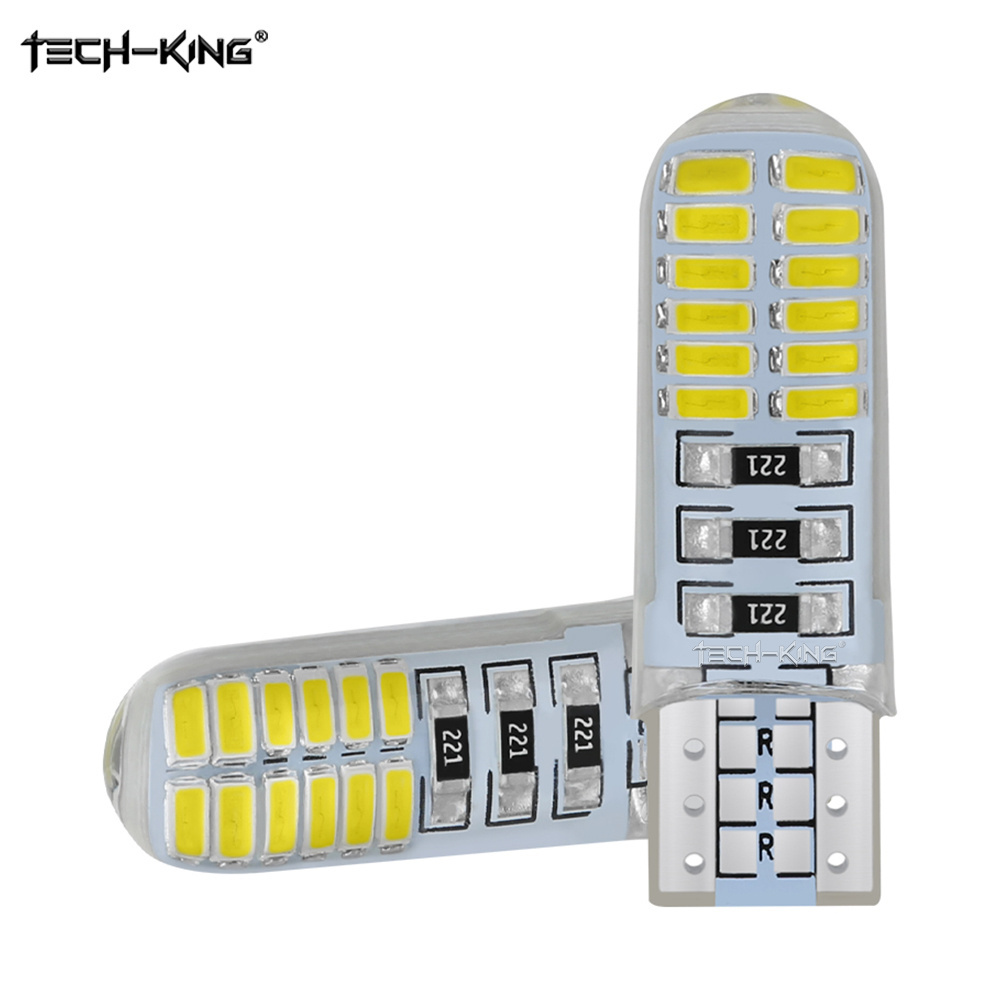 Automobile and motorcycle led vehicle w5w t10 3014 24smd width indicator light Silica gel light bulb with multi color