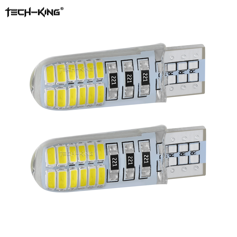 Automobile and motorcycle led vehicle w5w t10 3014 24smd width indicator light Silica gel light bulb with multi color