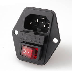 Power Rocker Switch IEC 3 Pin 320 C14 Inlet Power Sockets Switch Connector Plug 10A 250V AC Power Switch