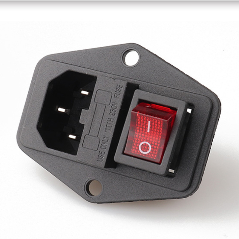 Power Rocker Switch IEC 3 Pin 320 C14 Inlet Power Sockets Switch Connector Plug 10A 250V AC Power Switch