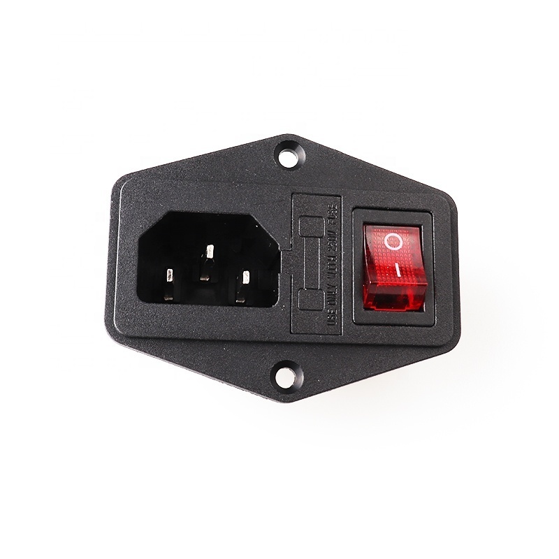 LZ-14-F5R IEC male electronic switch socket with fuse and power switch